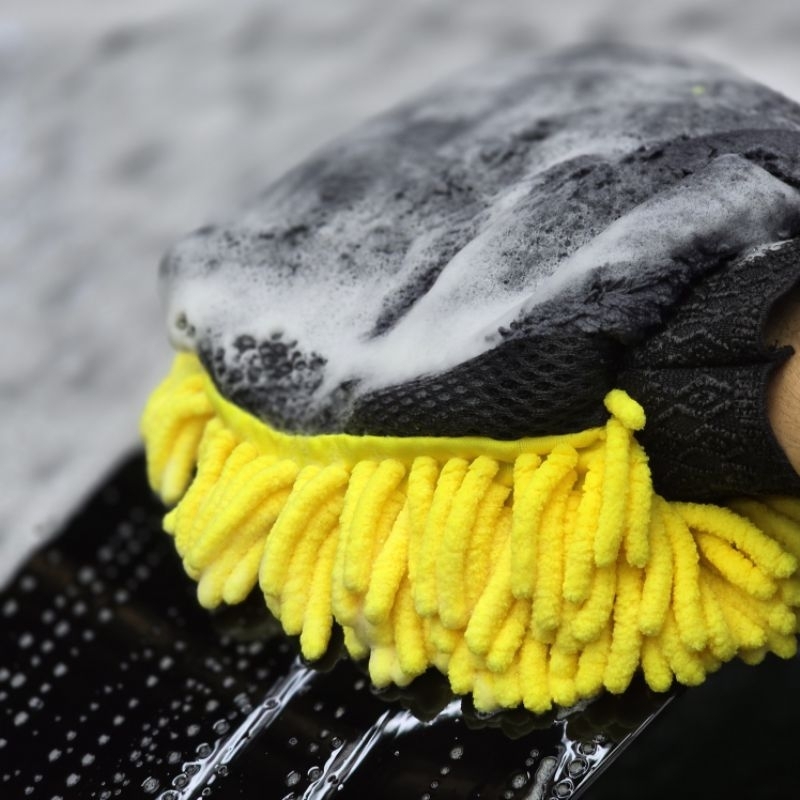 ถุงมือล้างรถ PM หนานุ่ม ใช้งานได้ 2 ด้าน ซึมซับโฟมได้ดี