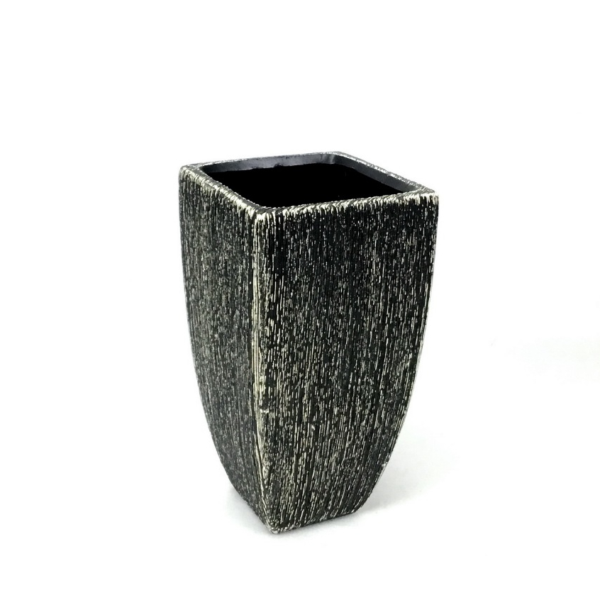 กระถางต้นไม้ขนาดเล็ก กระถางดินเผาสี่เหลี่ยมลายขูด กระถางปลูกแคคตัส