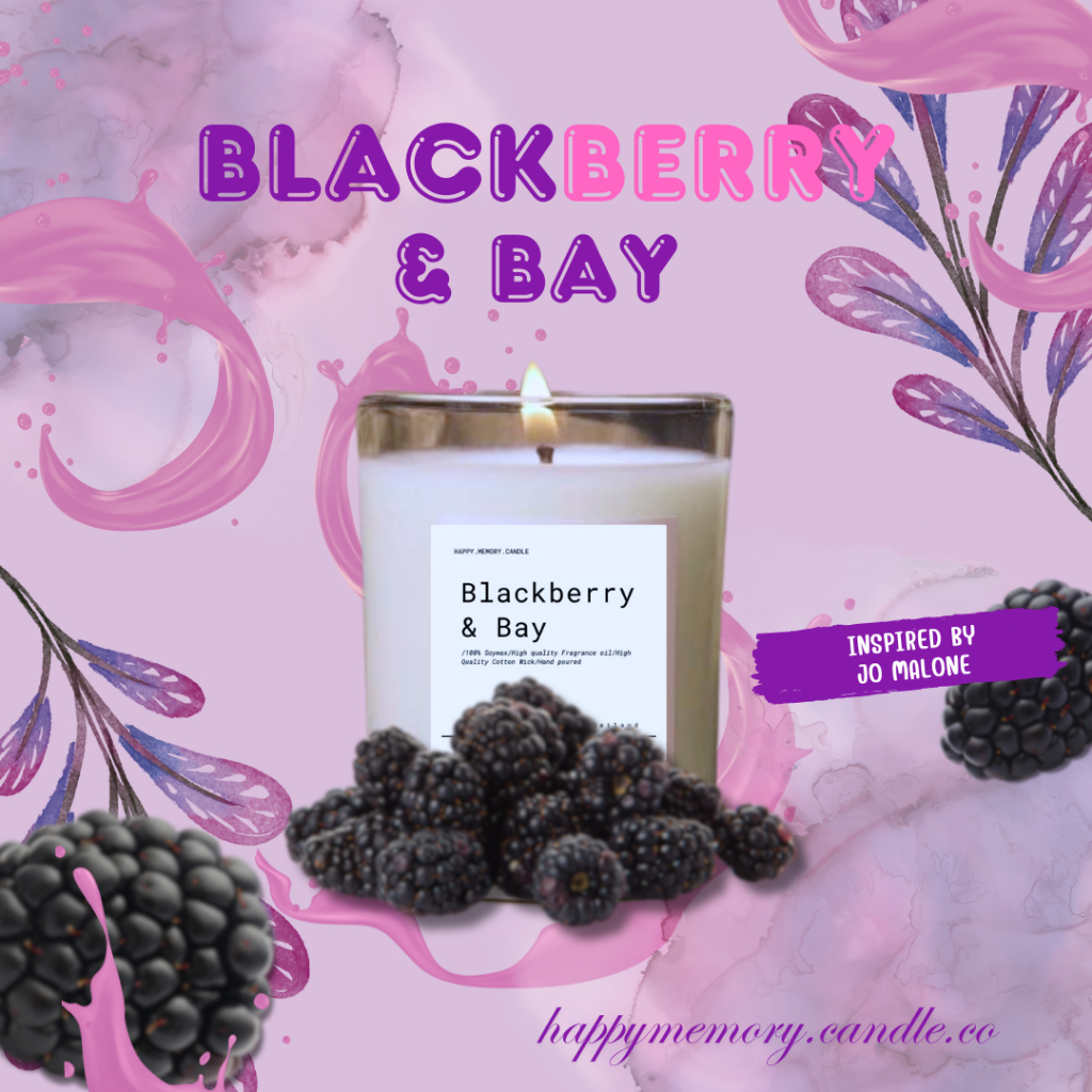 กลิ่นใหม่  เทียนหอม (กลิ่น Blackberry & Bay) เทียนหอมไขถั่วเหลือง 100% ราคา ถูกที่สุด ดีลบีเคเค
