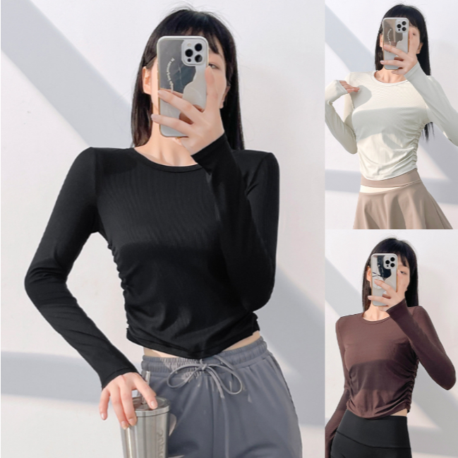Evesport-YOGA-152 เสื้อกีฬาผู้หญิง เสื้อลำลอง เสื้อออกกำลังกายแขนยาว จั๊มเอว ทรงสวยใส่สบาย