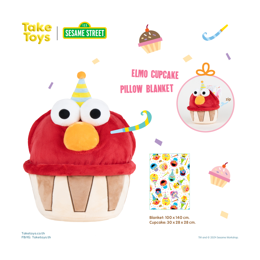 Sesame Street Cupcake Pillow-Blanket - หมอนผ้าห่มเซซามีสตรีทคอลเลคชั่นคัพเค้ก