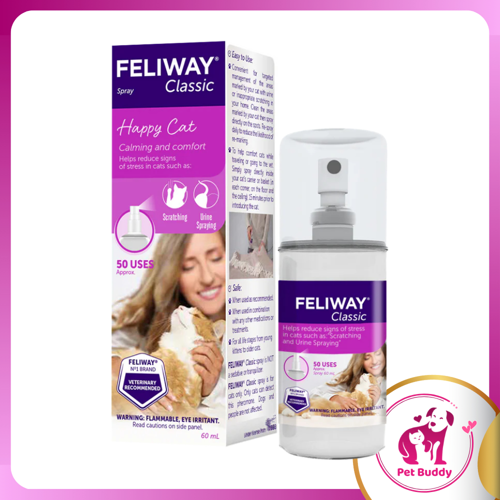 ❤  Feliway spray 60 ml ชนิดพกพา ใช้เน้นเฉพาะจุด❤ ฟีโรโมนสำหรับปรับพฤกติกรรม คลายเคลียด ของแมว 60ml [ MSA-0463 ]