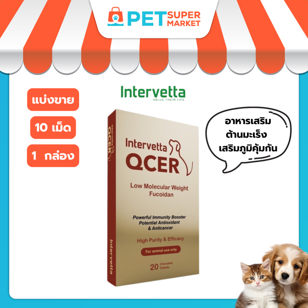 [ แบ่งขาย ] QCER คิวเซอร์ อาหารเสริมต่อต้านมะเร็ง เสริมภูมิคุ้มกันและปรับสมดุลร่างกาย สำหรับสุนัขและแมว
