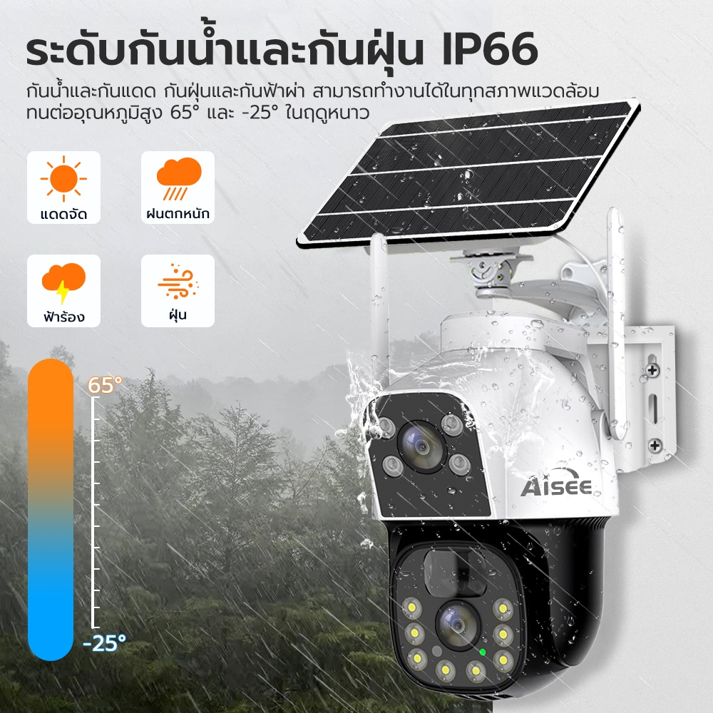 กล้องวงจรปิดโซล่าเซลล์ 4Gใส่ซิม กล้องวงจรปิด 4K กล้องวงจรปิดไร้สาย CCTV Solar ไม่มีเน็ตก็ใช้ได้