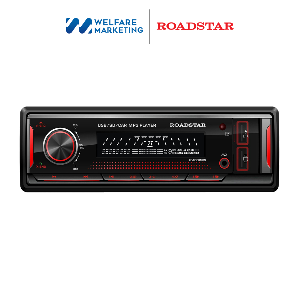 ROADSTAR รุ่น RS-8888MP3 เครื่องเสียงรถยนต์ วิทยุติดรถยนต์ MP3 1DIN มาพร้อมฟังก์ชั่นพิเศษ