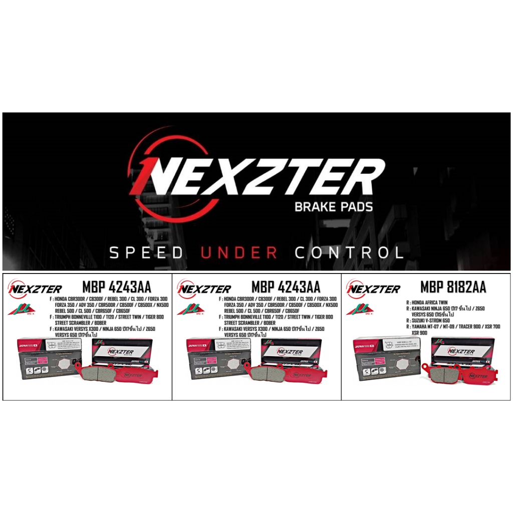 ผ้าเบรค NEXZTER สำหรับ KAWASAKI Ninja 650 ปี17 ขึ้นไป / Versys 650 ปี18 ขึ้นไป / Z650