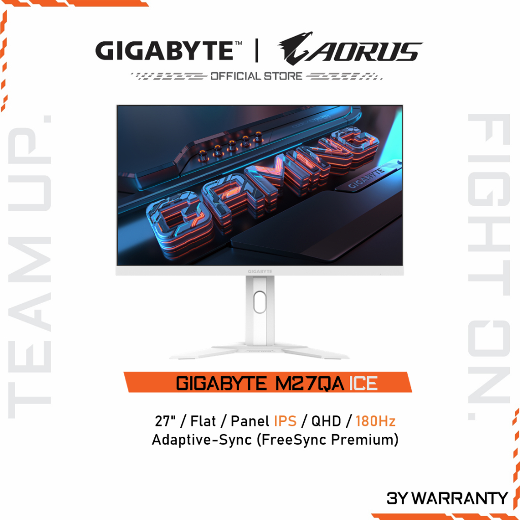 GIGABYTE M27QA ICE Gaming Monitor (จอมอนิเตอร์) | 27" QHD | SS-IPS | 1ms | 180Hz | Adaptive-Sync