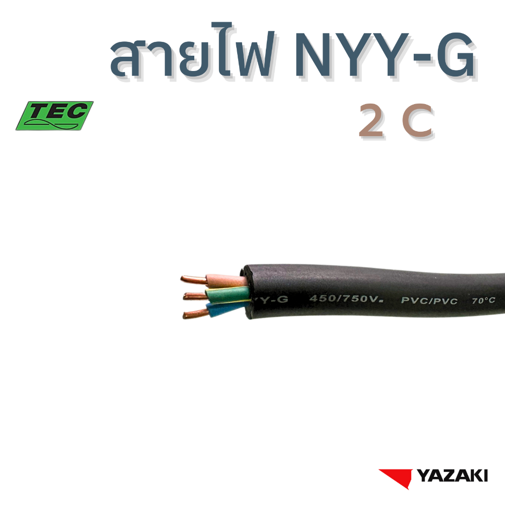 YAZAKI NYY/G 2Core 450/750V (แบ่งตัด10เมตร/ชิ้น)