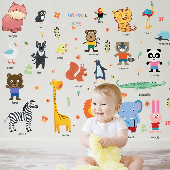 sticker abc สติ๊กเกอร์ลายสัตว์ สําหรับติดตก แต่งผนังห้อง ตกแต่งห้องเด็ก สติ๊กเกอร์ติดผนัง การ์ตูน - รูปที่ 2