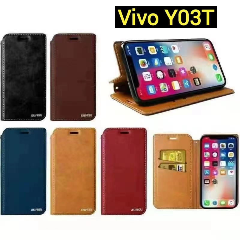 Vivo Y19S/Vivo Y200 5G/Vivo Y03T(พร้อมส่งในไทย)เคสฝาพับVivo Y03Tตรงรุ่น เคสกระเป๋าเปิดปิดแบบแม่เหล็ก