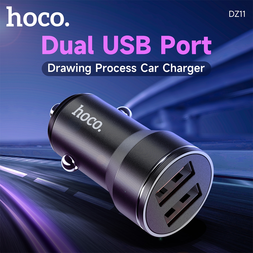 HOCO DZ11 หัวชาร์จรถ 2port USB CAR CHARGE output 3A