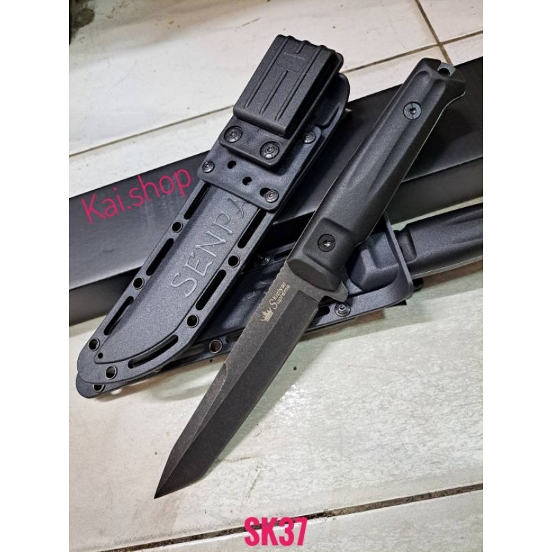 อุปกรณ์เดินป่า มีด มีดพก มีดพกใบตาย Supreme รุ่น SK37 ใบดำด้ามดำ