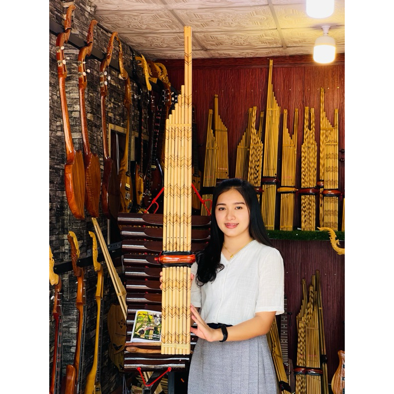 แคนลิ้นเงินคู่ประดับลวดลาย คีย์Em คีย์Dm แถมฟรีหนังสือคู่มือ แคนลายคีย์Em แคนลายคีย์Dm