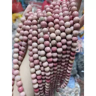 หินกุหลาบธรรมชาติ โซ่ยาวโรโดไลท์6mm8mm10mm12mm