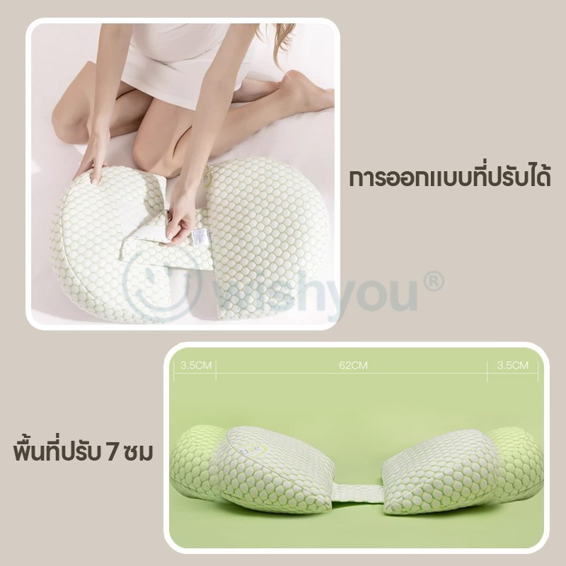 Wishyou หมอนคนท้อง U ปลอกหมอนถอดซักได้ หมอนสำหรับคนท้อง เบาะรองรับเอว บรรเทาอาการปวดหลัง แถมฟรี หมอนข้างใบเล็ก 1 ใบ - รูปที่ 3