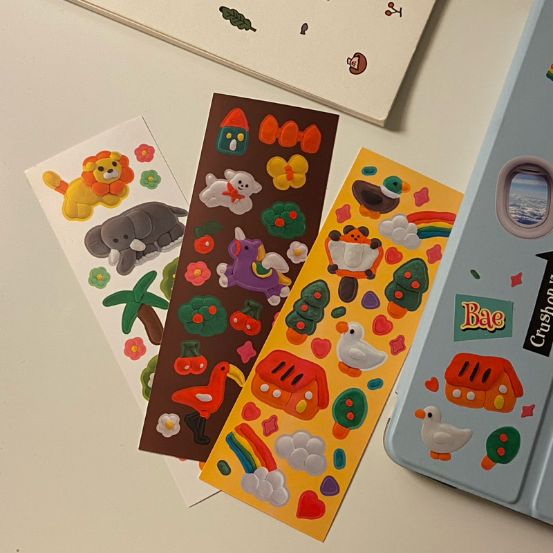 3D sticker from korea : สติ๊กเกอร์ 3D จากเกาหลี เนื้อด้าน ไดคัทมาแล้ว (ราคาต่อ 1 แผ่นนะคะ)