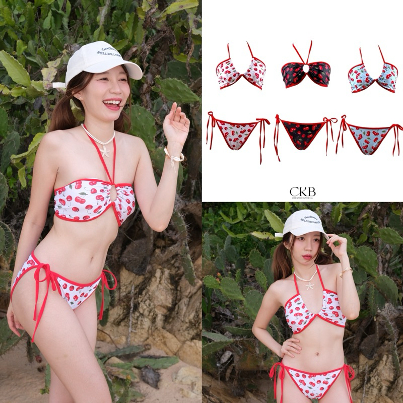 CKB008บิกินี่ผูกคอ🍒🍒กางเกงเก็บก้น