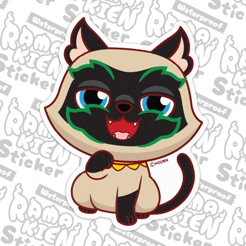 Waterproof Ramakien Sticker - Thai Cat Vichianmas - สติ๊กเกอร์รามเกียรติ์กันน้ำ แมวไทย วิเชียรมาศ — صورة 2