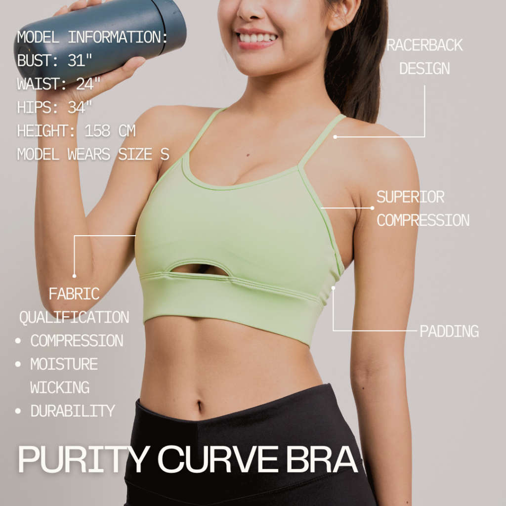 PY สปอร์ตบรามีฟองน้ำ ออกกำลังกาย ผ้านุ่มยืดใส่สบายไม่บาง กระชับ รุ่น Purity Curve Sport Bra