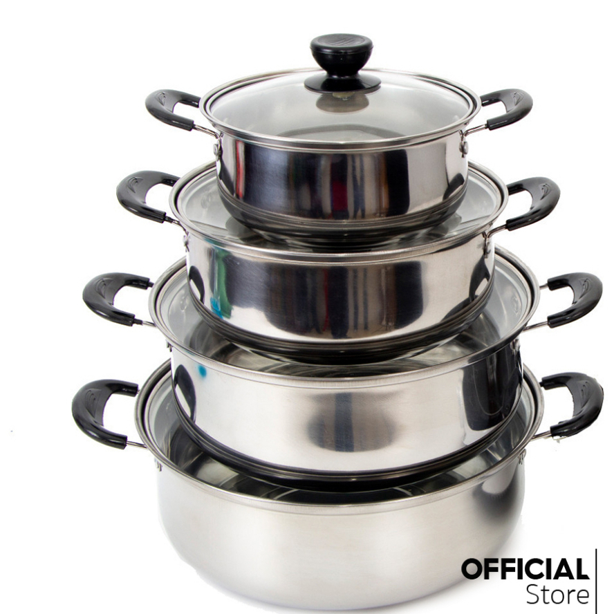 [ ขายดี ] HOUSE WORTH ชุดหม้อ สเเตนเลส 8 ชิ้น รุ่น KS-B8S ( Set B )