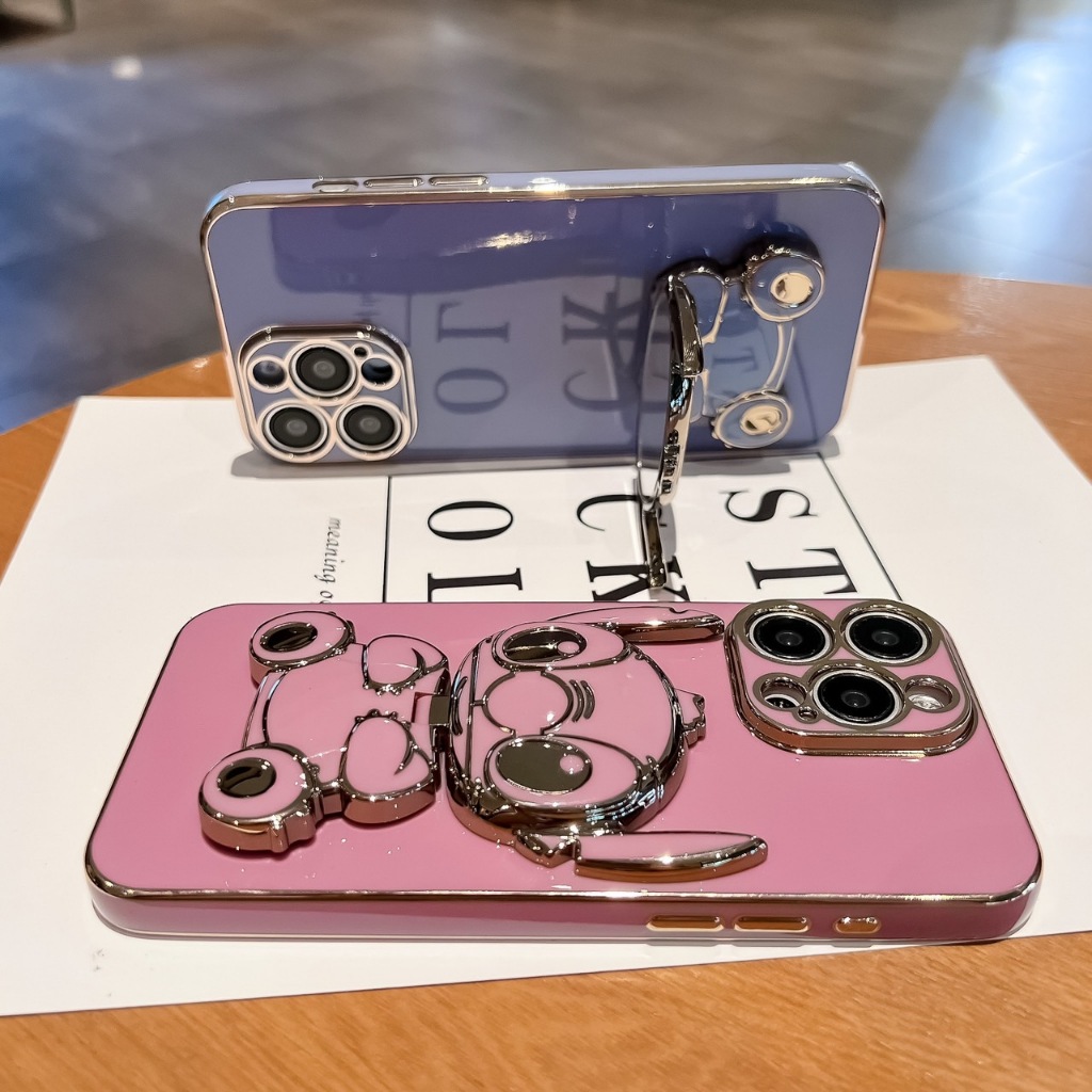 เคส สติช กระจก ขาตั้งหมุนได้ สำหรับรุ่น Iphone 15 /14/13 /12 /11/ 15 pro max / i14 plus / i11 pro / i15plus / i12 น่ารัก - รูปที่ 3