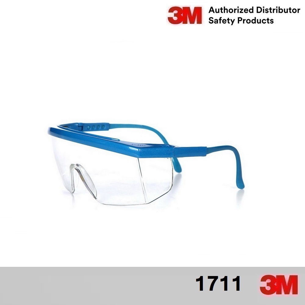 3M 1711 แว่นนิรภัย (แว่นเซฟตี้) STRING-RAYS กรอบฟ้า เลนส์ใส Safety Eyewear Protection