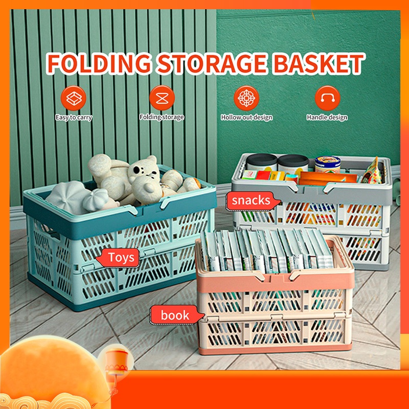 🔥 พกพาสะดวก 🔥 กล่องเก็บของขนาดใหญ่ ตะกร้าเก็บของสีพาสเทล  พร้อมที่จับสำหรับห้องครัว ห้องนั่งเล่นและโต๊ะ