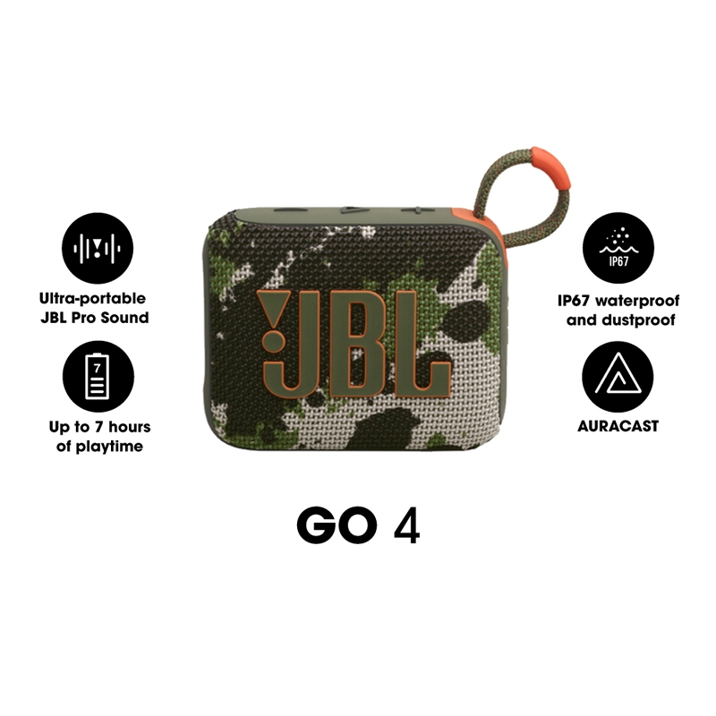 𝐉𝐁𝐋 Go 4 ลำโพงบลูทูธแบบพกพาขนาดกระทัดรัด กันน้ำและกันฝุ่น IP67 เล่นเพลงได้นานถึง 7 ชั่วโมง