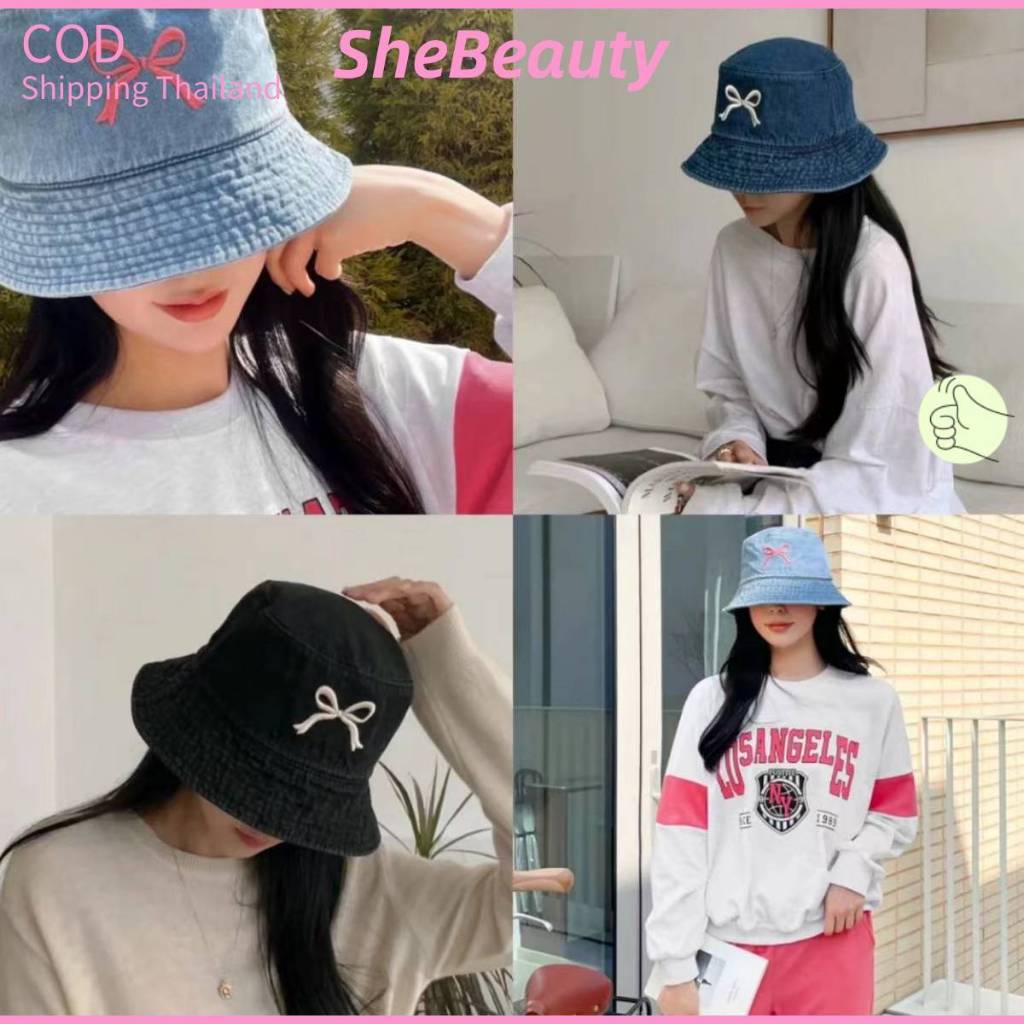COD INSหมวกชาวประมงผ้าเดนิมปักลายผีเสื้อ หนึ่งในไอเท็มสำคัญสำหรับการออกไปเที่ยว เหมาะสำหรับสาวๆ Y2K