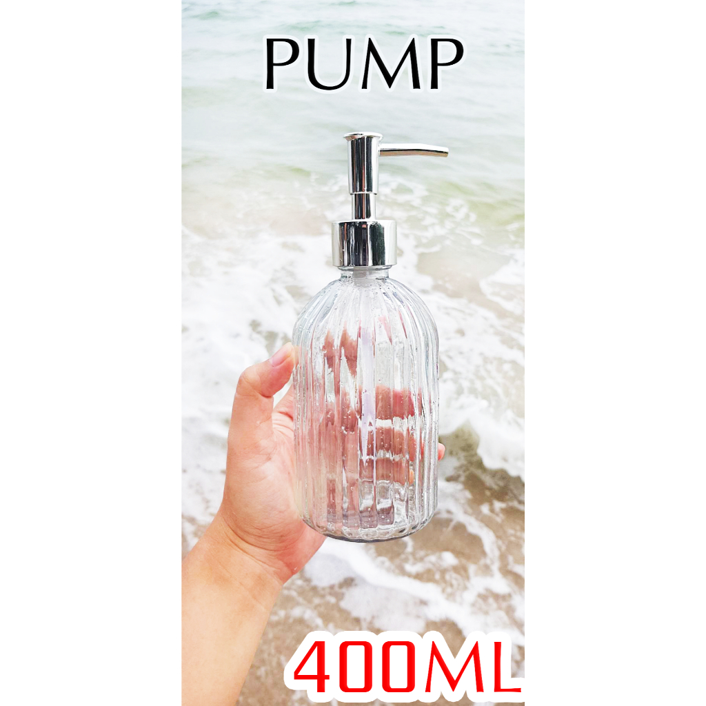 【พร้อมส่ง】 400ML ขวดโหลแก้วหัวปั๊ม ใส่สบู่เหลว ใส่โลชั่น ใส่ครีม ใส่เจล
