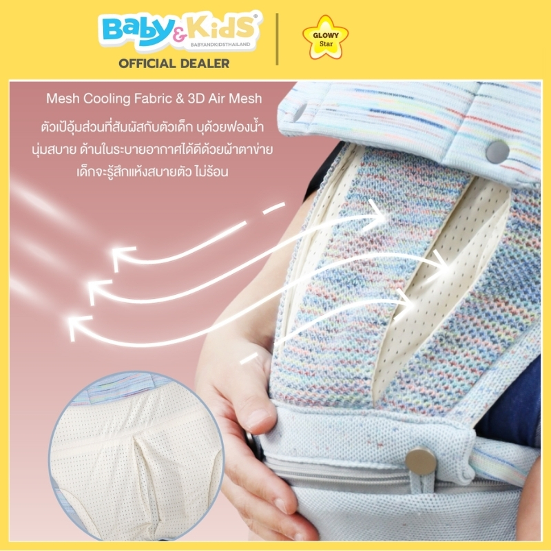 🎈 2month+🎈Glowy Star (Popotamus) Seat Baby Carrier  เป้อุ้มเด็ก เป้อุ้มรับน้ำหนักได้ตั้งแต่ 3.5 – 20 kg - รูปที่ 4