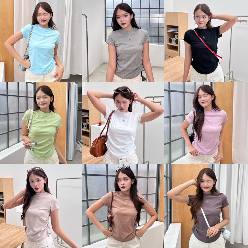 BEMYCHIC เสื้อยืดคอกลมแต่งย่นข้างผ้าคอตตอนยูนิ ทรง BABY TEEรุ่น everyday top