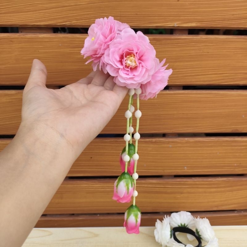 ///งานผีมือ พร้อมส่ง// หวีดอกโบตั๋น หวีดอกไม้ ห้อยชายอุบะ เครื่องประดับผมนางรำ ฟ้อนรำ เต้นรำ - รูปที่ 7