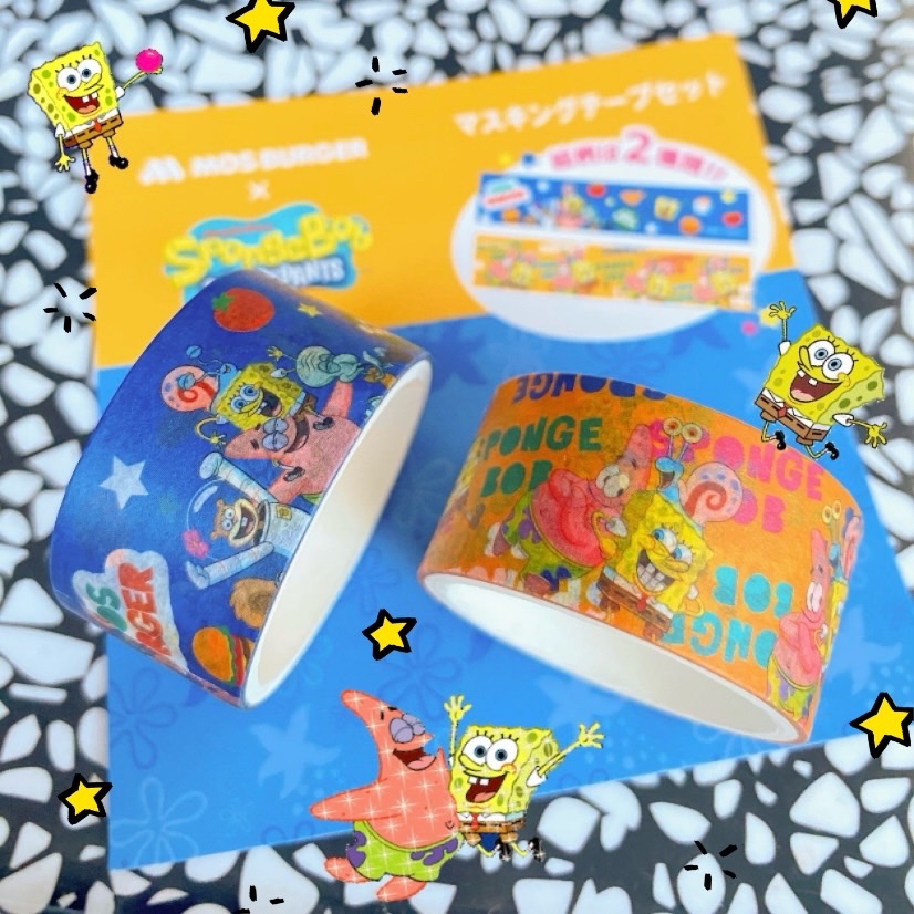 🧽เทปวาชิลาย SpongeBob X Mos Burger 2 ม้วน☝️ของใหม่น้าา