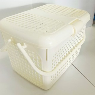 ตะกร้าใส่แมวสีขาว,ตะกร้ามีฝาปิดสีขาวตะกร้าเตรียมคลอด (SIZE L…