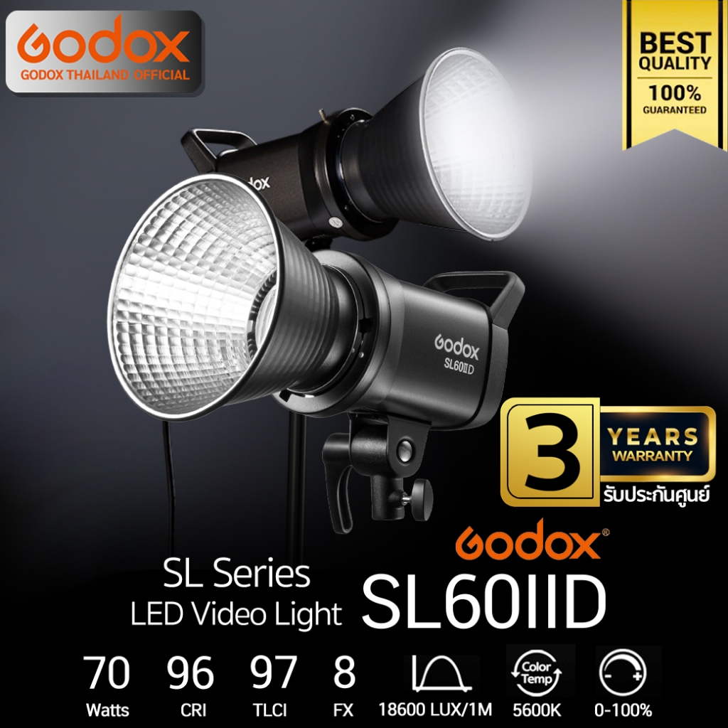 Godox LED SL60IID (แสงขาวอย่างเดียว) 70W 5600K Bowen Mount - รับประกันศูนย์ Godox Thailand 3ปี