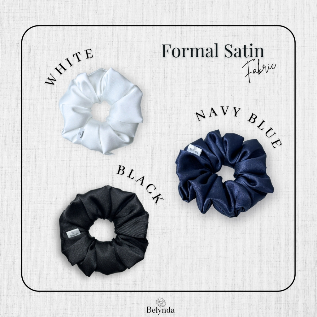 Belynda ♥ Scrunchies ♥ Formal Satin ♥ ยางรัดผมโดนัท ผ้าซาติน โทนสีเป็นทางการ ขาว ดำ น้ำเงิน