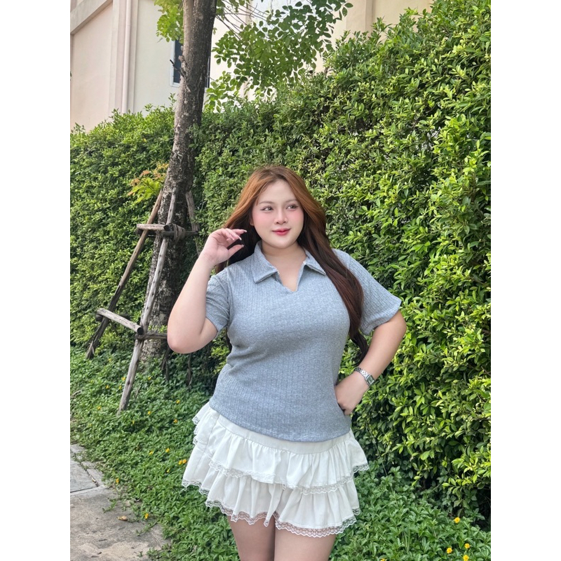 ร 46 เสื้อยืดคอปกผ้าไหมพรมเปีย ผ้านุ่มๆใส่สบาย สาวอวบอก38-54