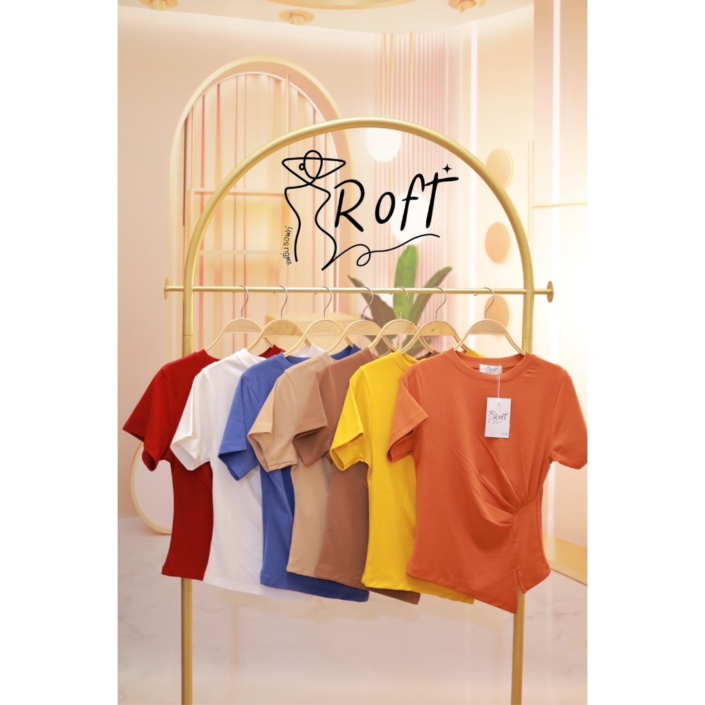 Code : 102 เสื้อคอกลม แต่งจีบข้าง ทรงสวย