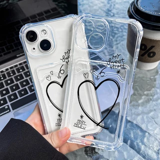 ซองใส่บัตรรูปถ่ายแบบใสสำหรับ เคส For iPhone 11 13 16 17 15 14 12 Pro Max XR 7 8 Plus XS Max เคสไอโฟน 11 คสซิลิโคนแบบใส