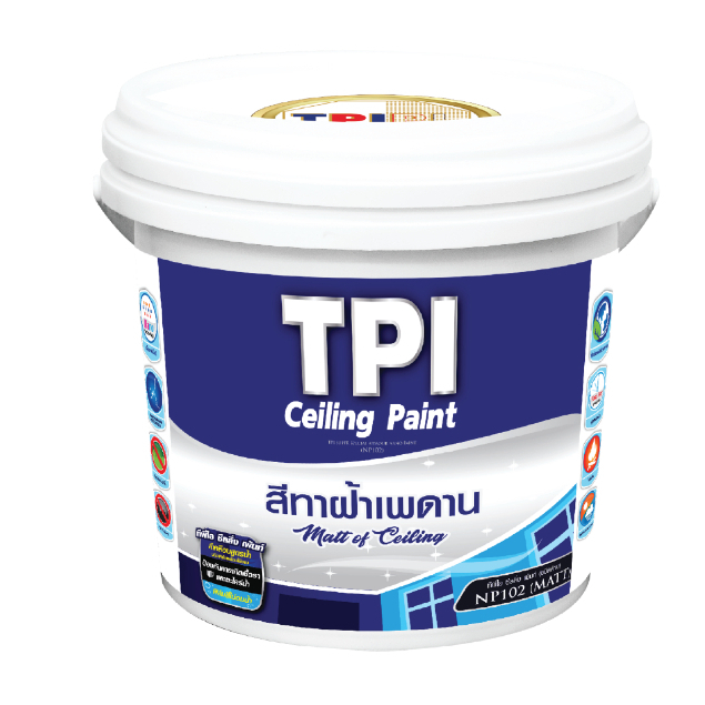 TPI สีทาฝ้า (NP102) 18.925ลิตร นาโนกึ่งเงา สีนาโนซูเปอร์ อาร์เมอร์ (TPI Ceiling Paint) ขนาด 5 แกลลอน สีทาฝ้าเพดาน