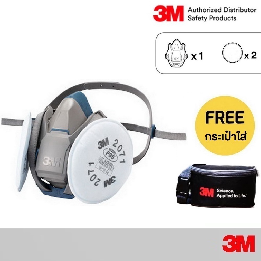 3M Medium 6501QL 6502QL 6503QL พร้อม 2071 P95 แผ่นกรองฝุ่น (แพ็ค2ชิ้น)