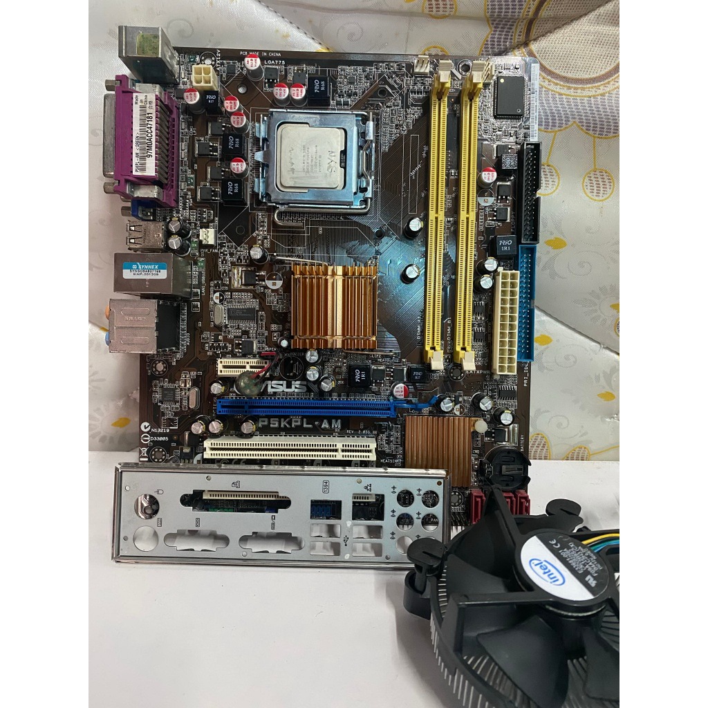 เมนบอร์ด Asus P5KPL-AM มัดรวม CPU  ซิ้งพัดลม พร้อมฝาหลัง