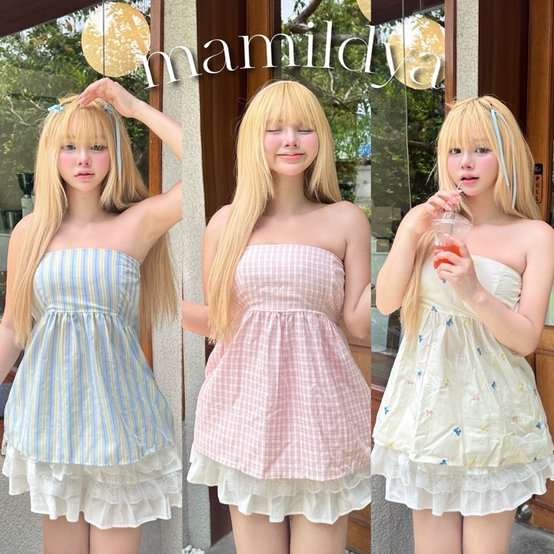 🌟Mamildya.shop🌟 เสื้อเกาะอก ตัวยาว  บอกเลยว่าน่ารักมากๆ/ M1-1/NUSA-เกาะยาว