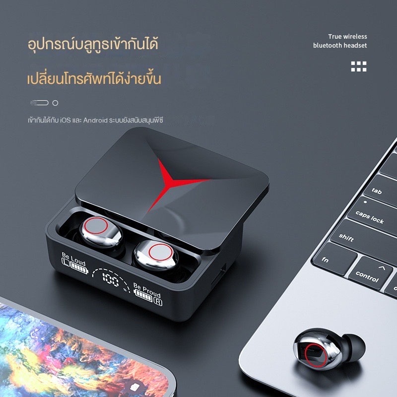 TWS-M90 PRO หูฟังบลูทูธไร้สาย สเตอริโอ ความล่าช้าต่ํา พร้อมเคสชาร์จ จอแสดงผลดิจิทัล 5.3 คุยแบบคู่ สําหรับเล่นเกม