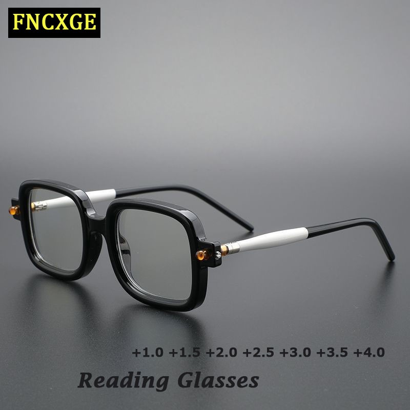 FNCXGE แว่นสายตายาว ผู้หญิง สไตล์เกาหลี แว่นทรงเหลี่ยม  กรองแสงสีฟ้า ผู้ชาย ป้องกันรังสี แว่นตากรองแสงสายตายาว +100~+400