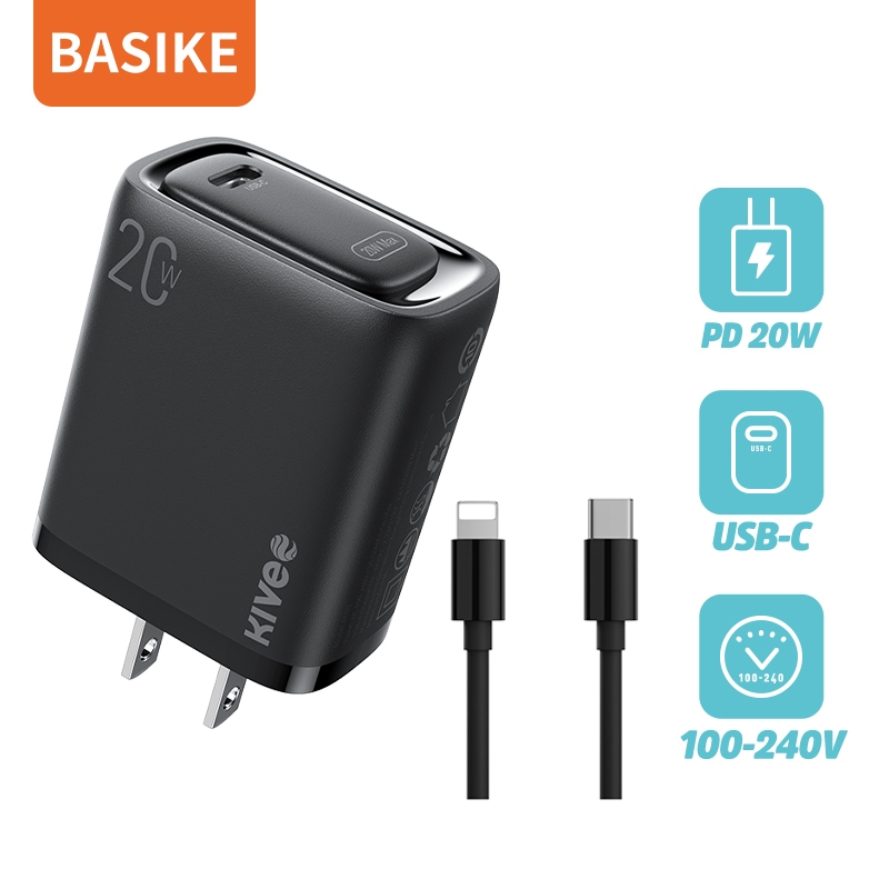 BASIKE ปลั๊กชาร์จเร็ว PD 20W Type C Fast Charger หัวชาร์จ + สายชาร์จ สายชาต