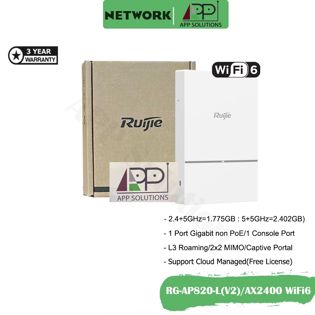 💥SALE💥RUIJIE Access Point AX2400 WIFI6/Cloud Control รุ่นRG-AP820-L(V2)ประกัน3ปี