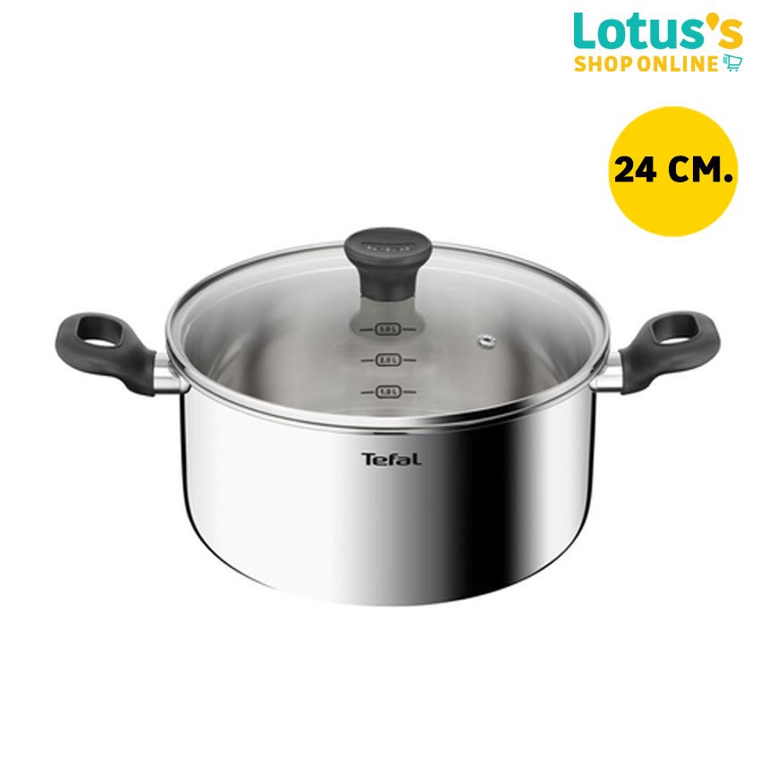 ทีฟาล์ว สตาร์ทเตอร์ หม้อสองหู พร้อมฝา ขนาด 24 ซม. TEFAL STARTER STEW POT+LID 24 CM.