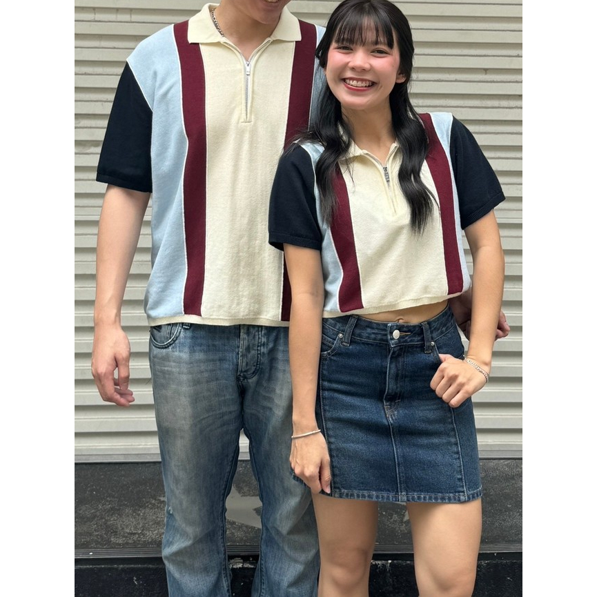 TRES Made เสื้อโปโลชาย/หญิง ซิปหน้า Jay Knit Polo Tee/Crop